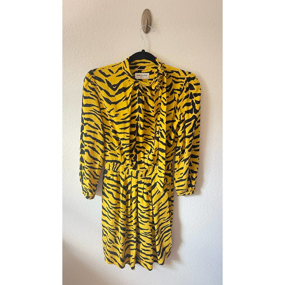 Saint Laurent Tiger Crepe Dress - Picture 13 of 15